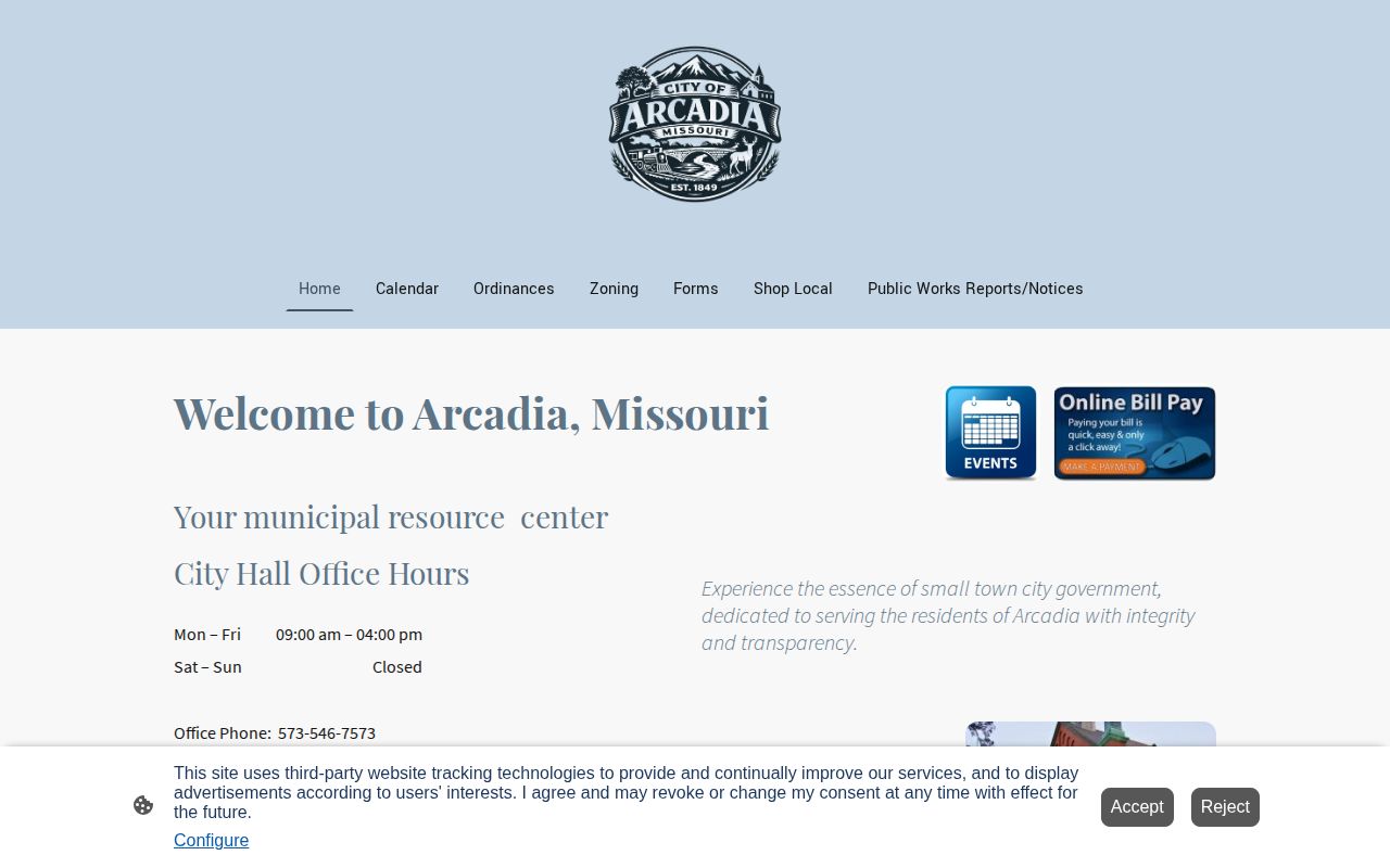 Arcadia municipal contact source for Iron County arrest record requests